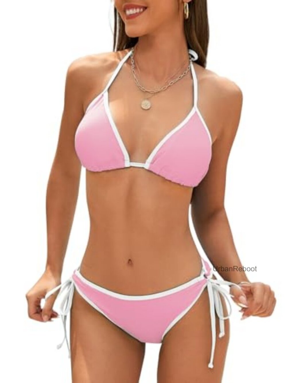 Women's Triangle Halter Bikini Set Two Piece Tie Side Swimwear